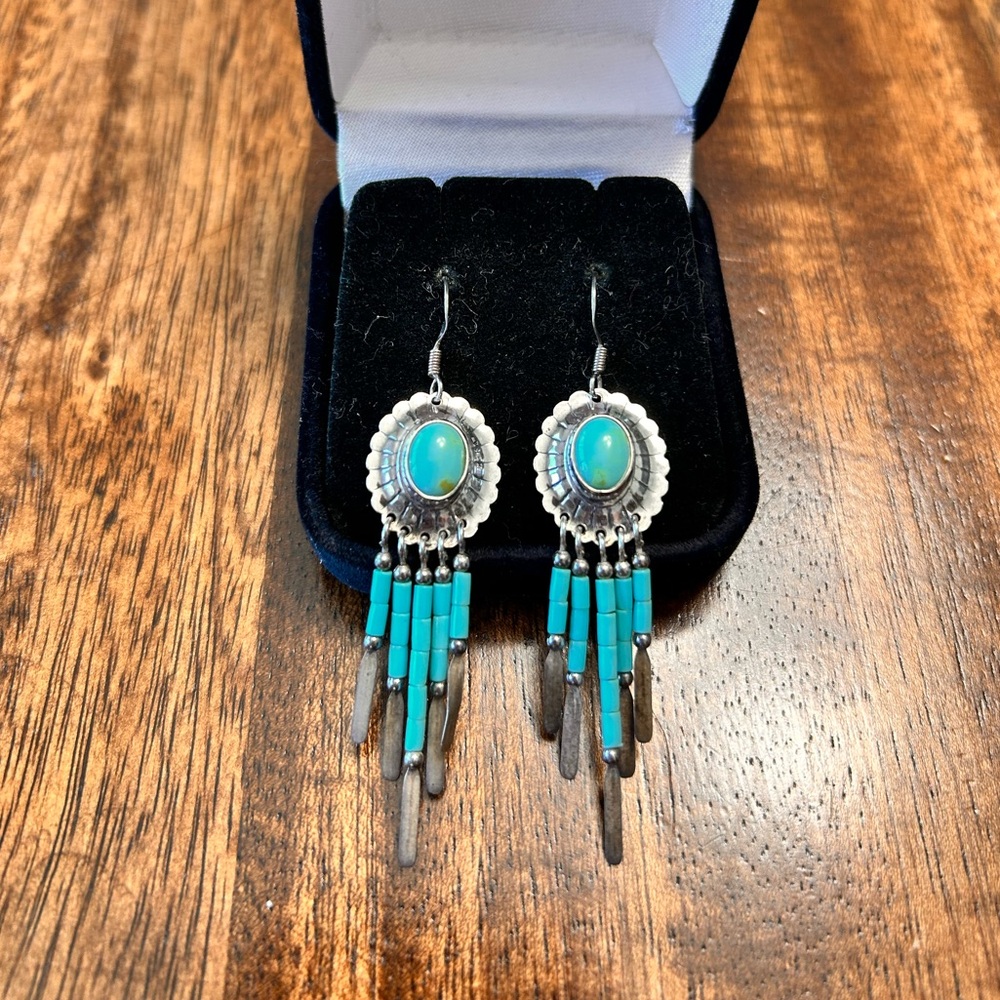 Sterling Silver and Turquoise Dangle Earrings